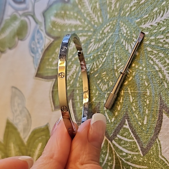 Bracelet 18k White Gold Filled Model Version Screw Bangle Slim - Picture 10 of 12